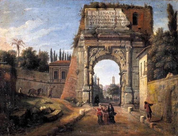 Casper van Wittel - View of the arch of Titus in Rome
